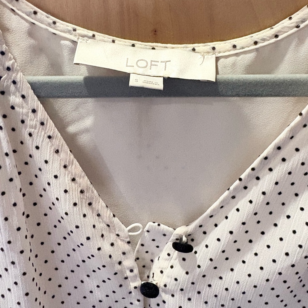LOFT Black and White Polka Dot Blouse